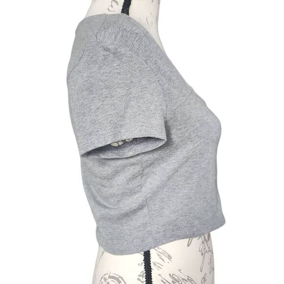 Forever 21 Women's Size Large Gray Black Zip Down Crop Top - Picture 4 of 5